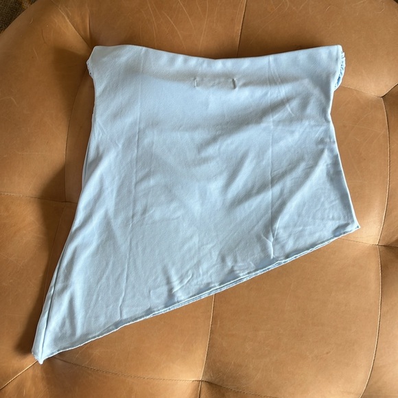 Urban Outfitters Baby Blue A-Symmetric Ruched Strapless Top - L - Picture 3 of 3